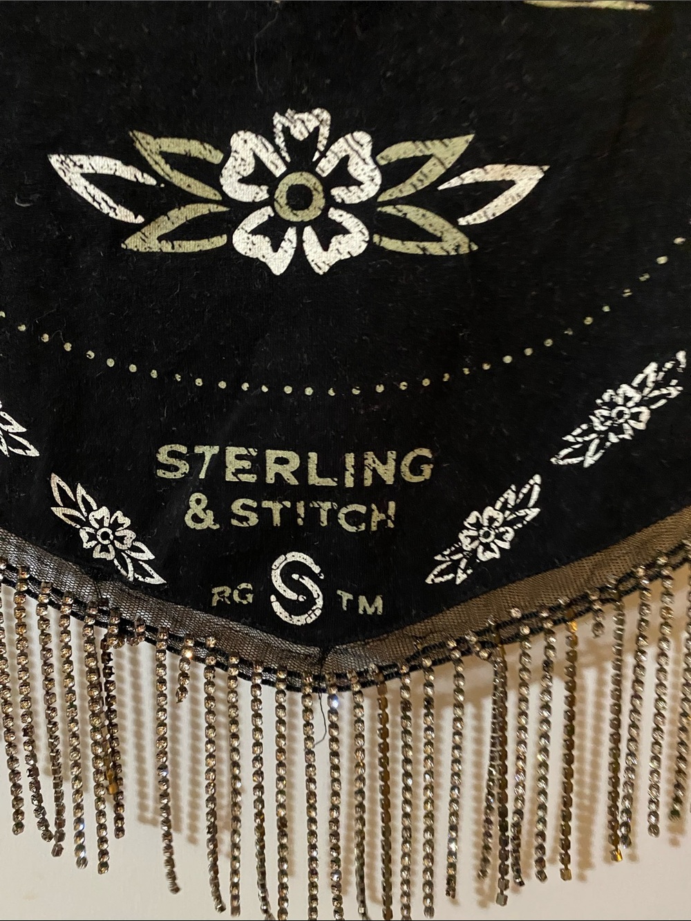 Sterling & Stitch Black Bandana Crop Top with Metallic Fringe - Picture 4 of 5